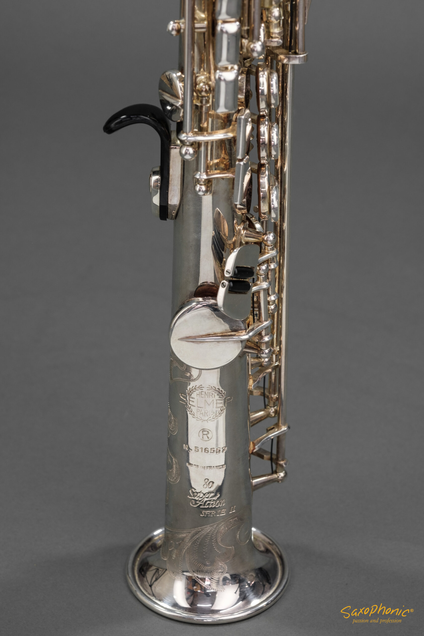 Sopranino Saxophone SELMER Paris Super Action 80 II versilbert silver-plated engraving Gravur 1st hand 1. Hand #516557