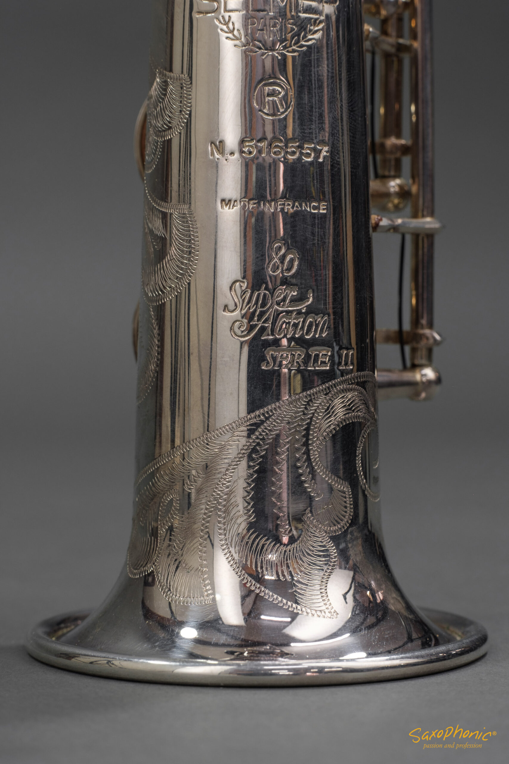 Sopranino Saxophone SELMER Paris Super Action 80 II versilbert silver-plated engraving Gravur 1st hand 1. Hand #516557